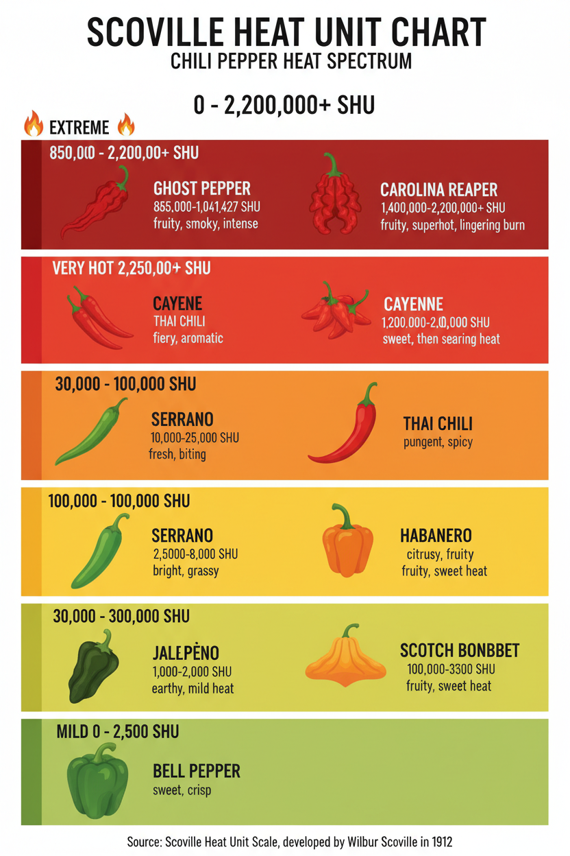 The Ultimate Scoville Heat Unit SHU Chart With Real Flavor Profile the-ultimate-scoville-heat-unit-shu-chart-with-real-flavor-profile