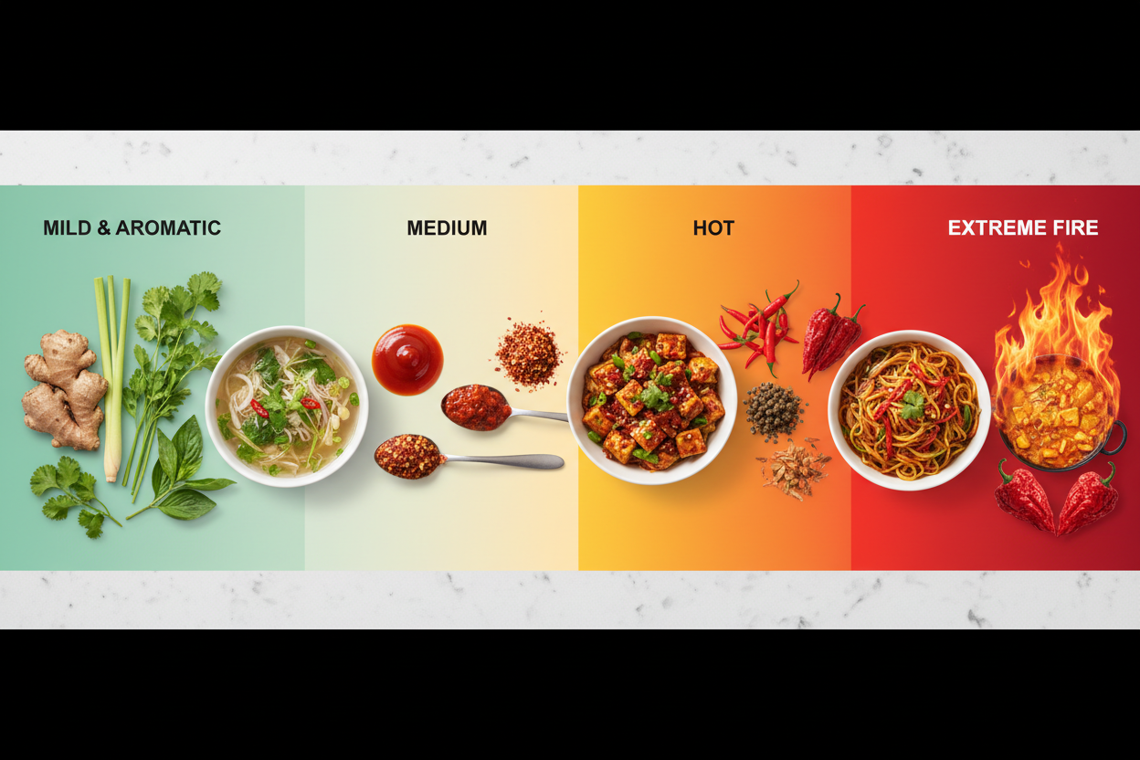 Asian Food Heat Scale (From Mild & Aromatic to Fire)