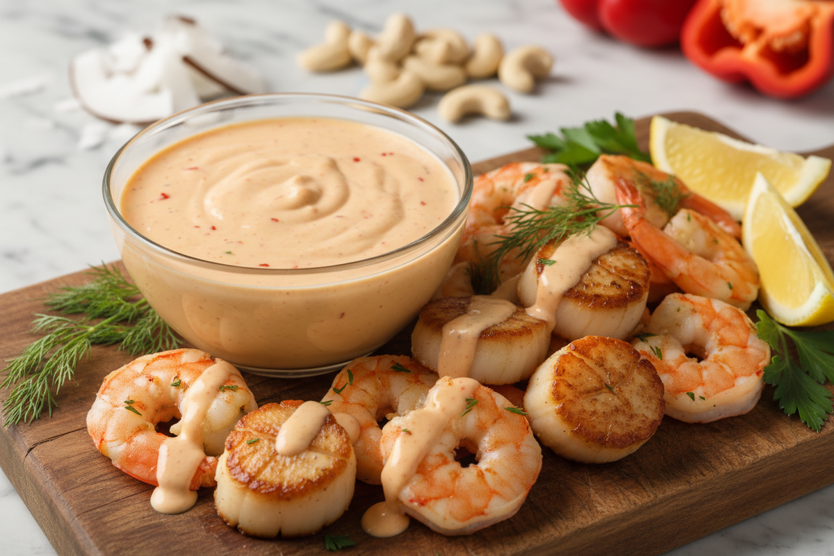 Dairy-Free Creamy Hot Sauce Seafood Sauce (Light, Silky, Fully Plant-Based)
