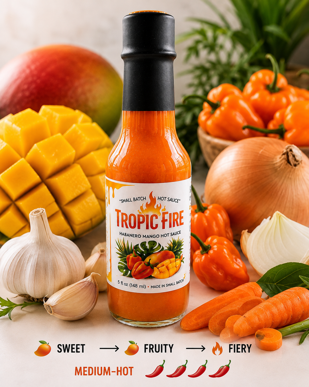 🔥 Mango Habanero Hot Sauce – Small Batch Fermented Hot Sauce – Our Signature Hot Sauce🌶️
