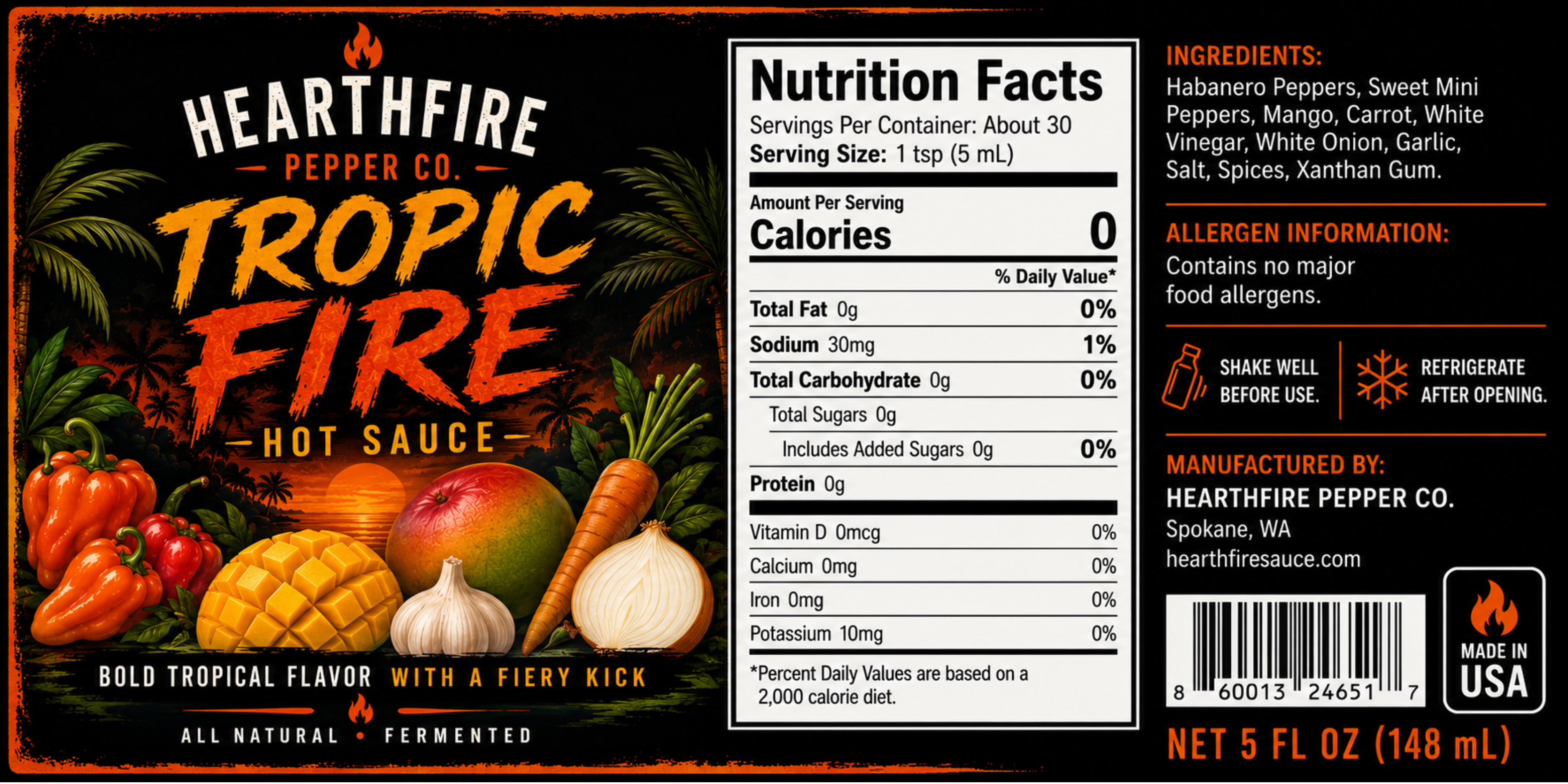 🔥 Tropic Fire - Aged Habanero Mango Hot Sauce
